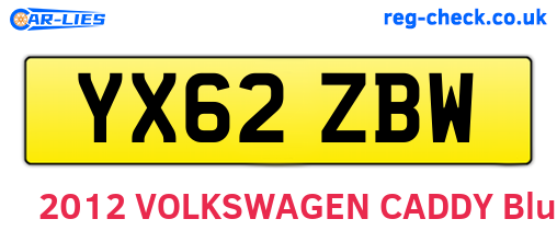 YX62ZBW are the vehicle registration plates.