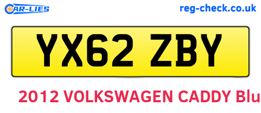 YX62ZBY are the vehicle registration plates.