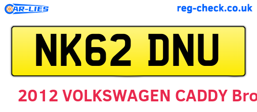 NK62DNU are the vehicle registration plates.