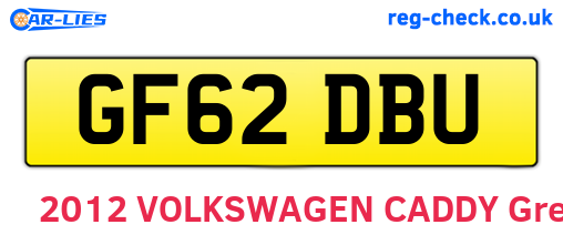 GF62DBU are the vehicle registration plates.