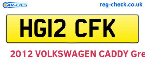 HG12CFK are the vehicle registration plates.