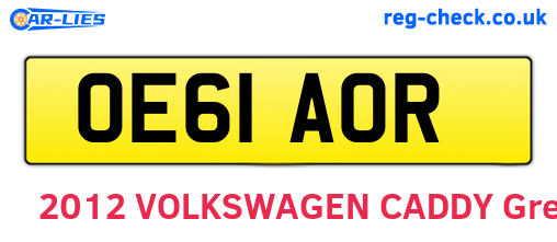 OE61AOR are the vehicle registration plates.