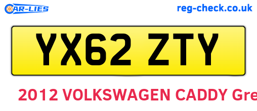 YX62ZTY are the vehicle registration plates.