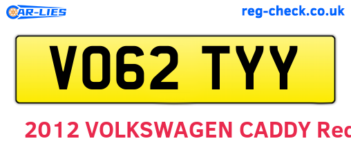 VO62TYY are the vehicle registration plates.
