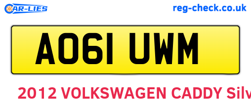 AO61UWM are the vehicle registration plates.