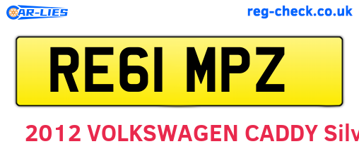 RE61MPZ are the vehicle registration plates.