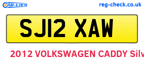 SJ12XAW are the vehicle registration plates.