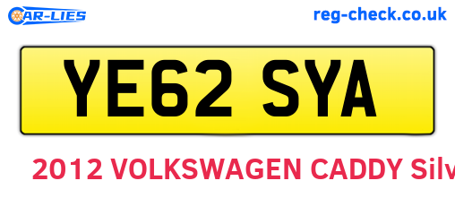 YE62SYA are the vehicle registration plates.