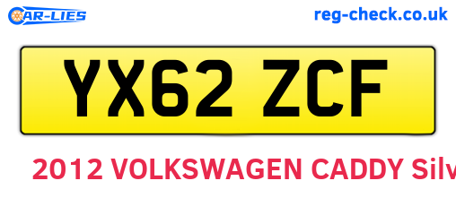 YX62ZCF are the vehicle registration plates.