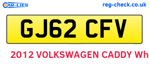 GJ62CFV are the vehicle registration plates.