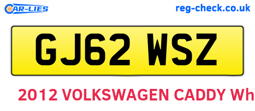 GJ62WSZ are the vehicle registration plates.