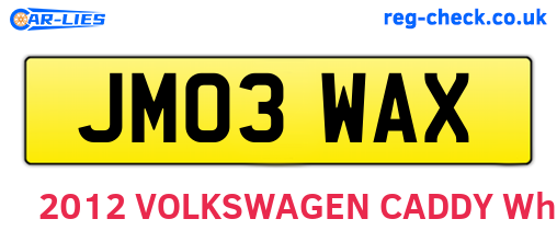 JM03WAX are the vehicle registration plates.