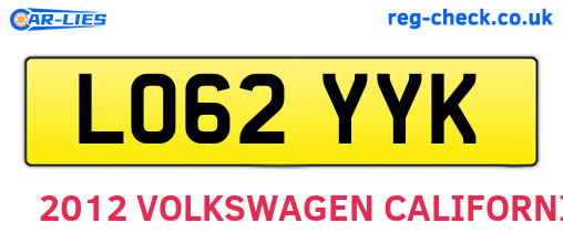 LO62YYK are the vehicle registration plates.