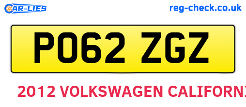 PO62ZGZ are the vehicle registration plates.