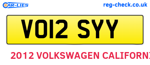 VO12SYY are the vehicle registration plates.
