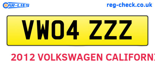 VW04ZZZ are the vehicle registration plates.