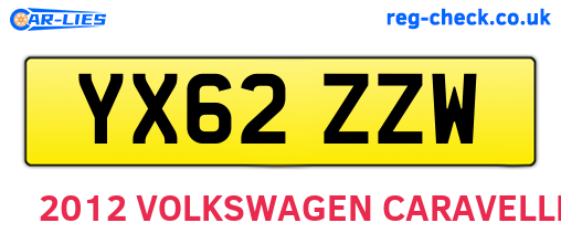 YX62ZZW are the vehicle registration plates.