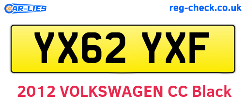 YX62YXF are the vehicle registration plates.