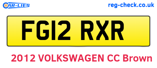 FG12RXR are the vehicle registration plates.
