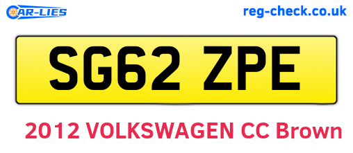 SG62ZPE are the vehicle registration plates.