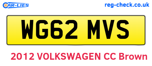 WG62MVS are the vehicle registration plates.