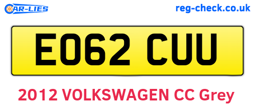 EO62CUU are the vehicle registration plates.