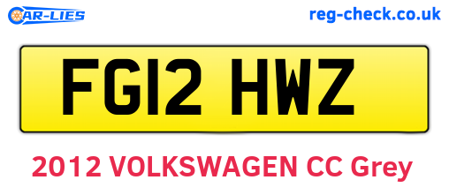 FG12HWZ are the vehicle registration plates.
