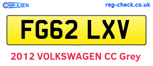FG62LXV are the vehicle registration plates.
