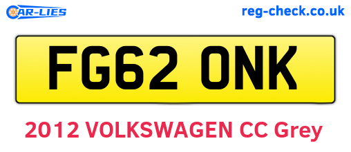 FG62ONK are the vehicle registration plates.