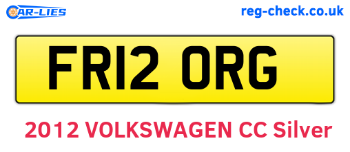 FR12ORG are the vehicle registration plates.