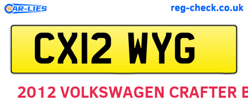 CX12WYG are the vehicle registration plates.