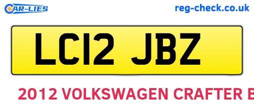 LC12JBZ are the vehicle registration plates.