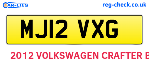 MJ12VXG are the vehicle registration plates.