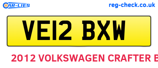 VE12BXW are the vehicle registration plates.