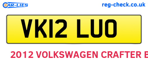 VK12LUO are the vehicle registration plates.