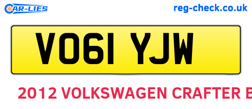VO61YJW are the vehicle registration plates.