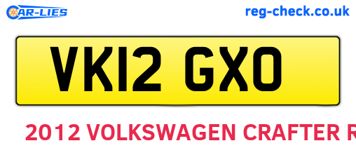 VK12GXO are the vehicle registration plates.