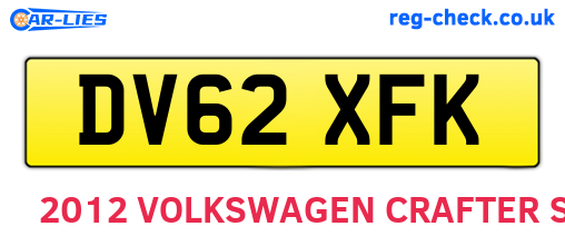 DV62XFK are the vehicle registration plates.