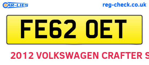 FE62OET are the vehicle registration plates.