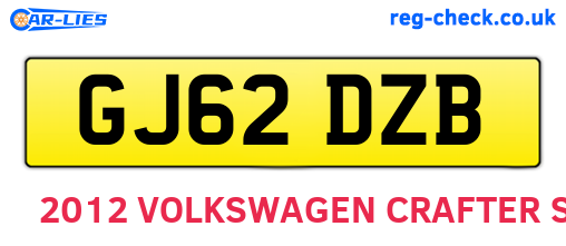 GJ62DZB are the vehicle registration plates.