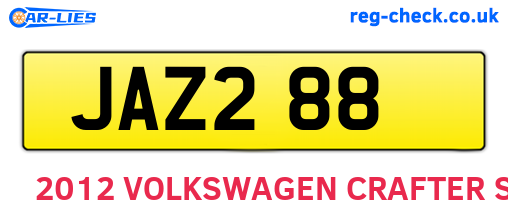JAZ288 are the vehicle registration plates.