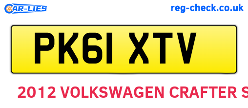 PK61XTV are the vehicle registration plates.