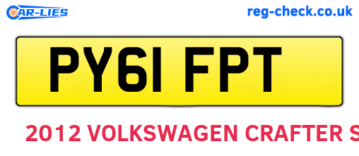PY61FPT are the vehicle registration plates.