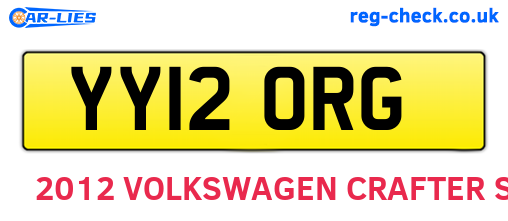 YY12ORG are the vehicle registration plates.