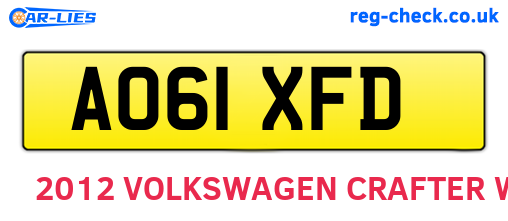 AO61XFD are the vehicle registration plates.