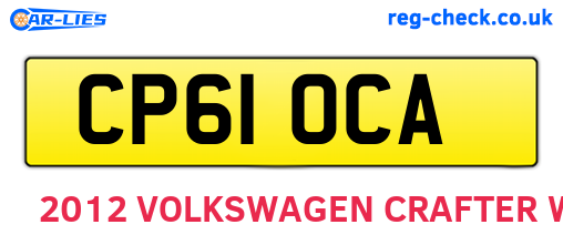 CP61OCA are the vehicle registration plates.