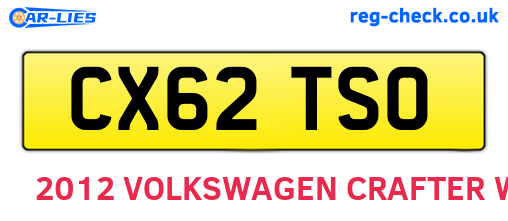 CX62TSO are the vehicle registration plates.