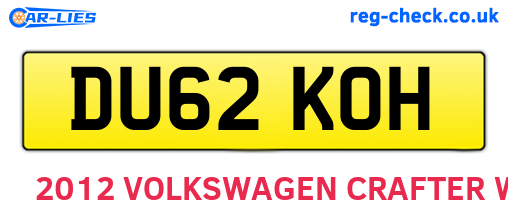 DU62KOH are the vehicle registration plates.
