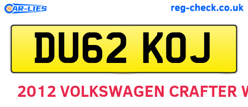 DU62KOJ are the vehicle registration plates.