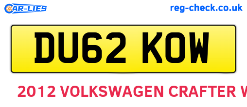 DU62KOW are the vehicle registration plates.
